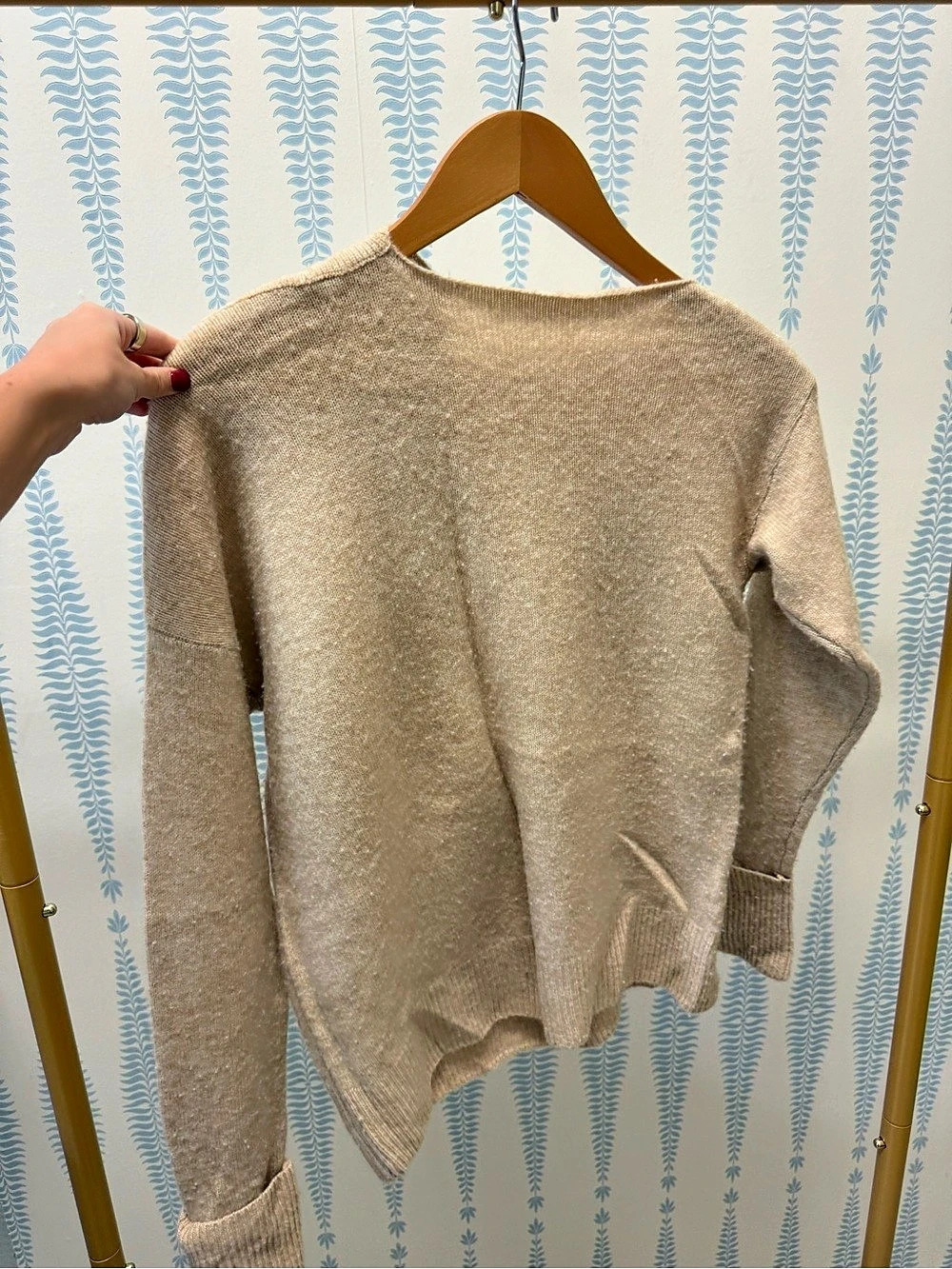 PAIGE Izabella Sweater Beige Crew Neck Size XS